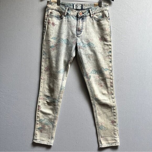 Insight beautiful scenery printed mid rise slim denim Sz 31” - Picture 2 of 14